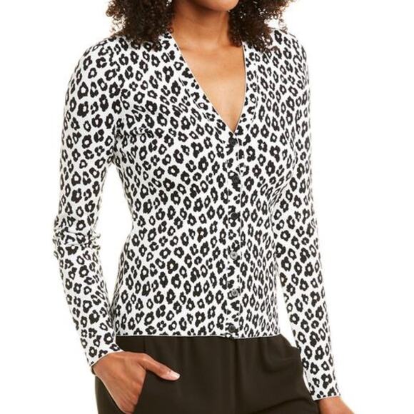 Theory Leopard Print V-Neck Cardigan Size S $385 - Picture 1 of 8